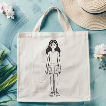 A young girl character in vector format designed with precision and detail.