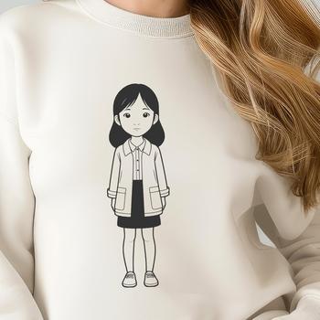 A young girl illustration in vector format, suitable for digital and commercial use.