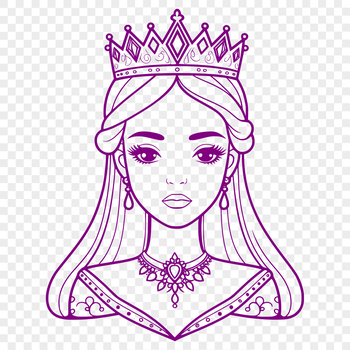 A royalty-inspired vector design featuring a young female character in a regal pose.