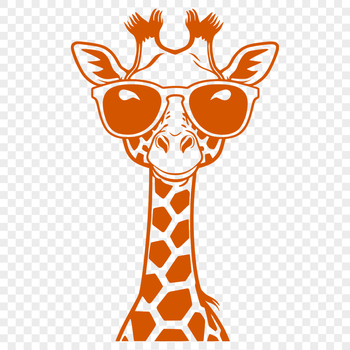 An illustration of a giraffe with trendy shades on its head.