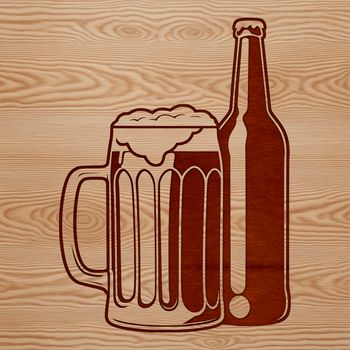 A digital illustration of a beer glass on a table, suitable for graphic design projects.