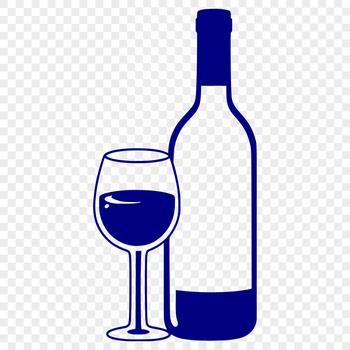 A stylized illustration of a glass of red wine next to a bottle, perfect for vector design projects.
