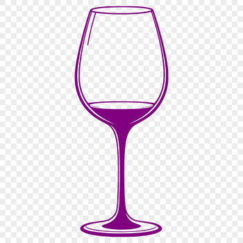 An SVG design featuring a wine glass filled with liquid wine on a white background.