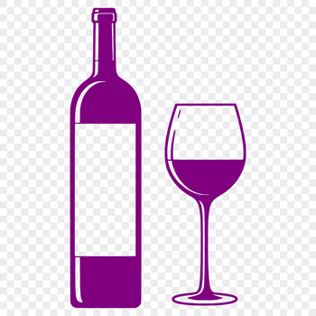 A stylized illustration of a wine bottle in a glass, suitable for various designs.
