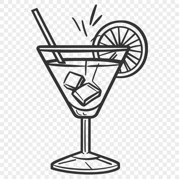 A clear illustration of a cocktail in a glass, suitable for various graphic design projects.