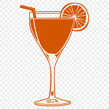 A vector illustration of a cocktail glass filled with colorful liquid.