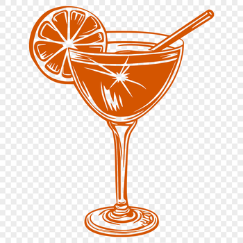 A glass containing a mixed drink with colorful ingredients, designed as vector art.