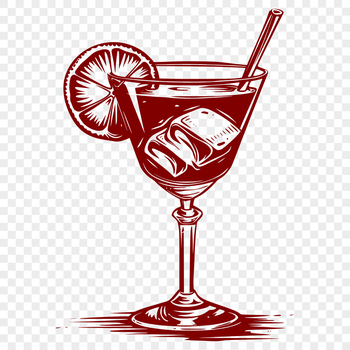 A stylized illustration of a cocktail in a glass, designed as vector art for easy customization and modification.