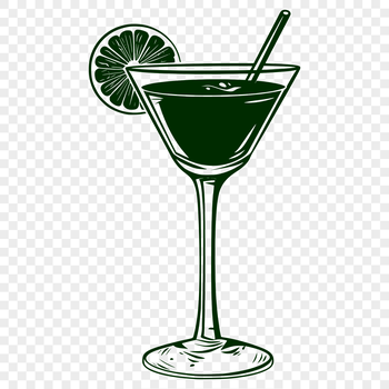 A stylized illustration of a cocktail in a glass, created as a vector graphic.