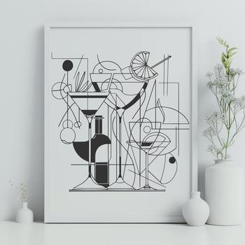 A clear illustration of a cocktail in a glass, created as a vector graphic for design projects.