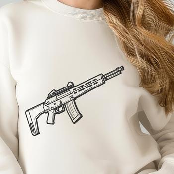 A detailed vector illustration of a rifle, ideal for commercial or personal use in various design projects.