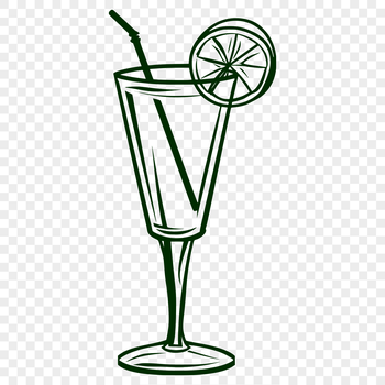 A stylized illustration of a cocktail in a glass, suitable for vector graphics and cutting machine designs.