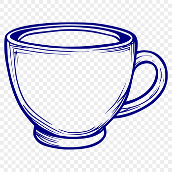 A simple illustration of a ceramic coffee cup with a flat handle.