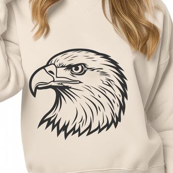 A detailed digital illustration of a bird's head, specifically an eagle, created as vector art.