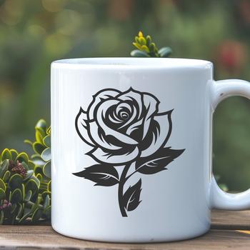 A delicate illustration of a rose flower with intricate details.