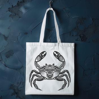 A colorful, full-body illustration of a crab with intricate details.