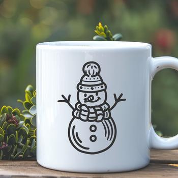 A winter-themed snowman figure made from snow with a carrot nose and coal eyes.