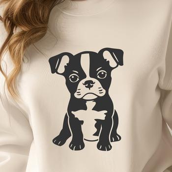 Vector graphic of a cute Boston Terrier dog.