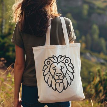 A simple line drawing of a lion's head, showcasing the majestic features of a big cat.