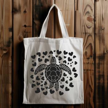 Vector illustration of a sea turtle in full body view with heart patterns, suitable for various designs and crafts.