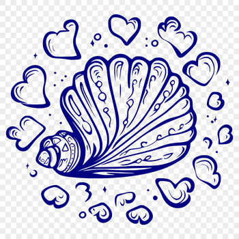 A seashell design featuring interlocking love hearts, perfect for seaside-themed crafts.