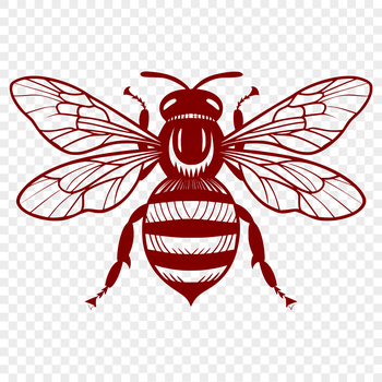 A detailed illustration of a bee's full body, suitable for use in gardening and craft projects.