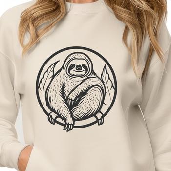 A full-body illustration of a sloth in naturalistic detail, suitable for vector art projects and designs.