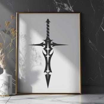 A high-quality vector illustration of a sword, suitable for digital cutting machines like Cricut and laser cutters.