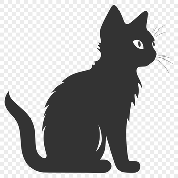 A full-body illustration of a sitting cat, designed as vector art suitable for digital and physical applications.