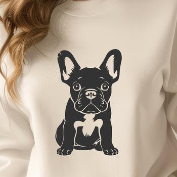 French Bulldog sitting in a relaxed pose, depicted as a detailed vector graphic illustration.