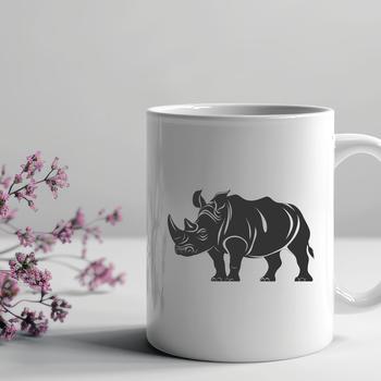 A realistic illustration of a rhino, a large animal commonly found in savannas and grasslands.