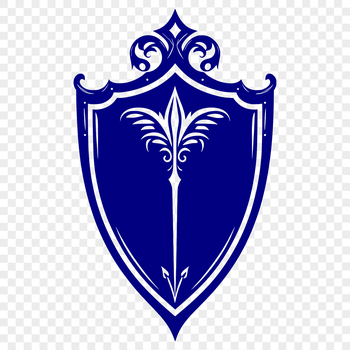 A detailed illustration of a shield with intricate design elements.