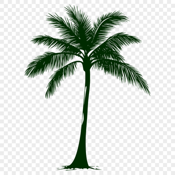 A stylized illustration of a palm tree, suitable for graphic design and crafting projects.