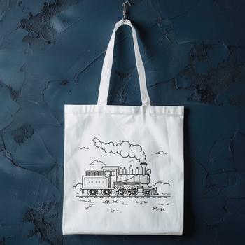 A detailed illustration of a train with bold lines and curves, suitable for vector art projects.