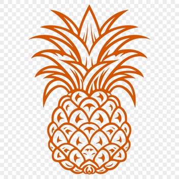 A green and yellow tropical fruit with tough, waxy skin and a prickly crown.