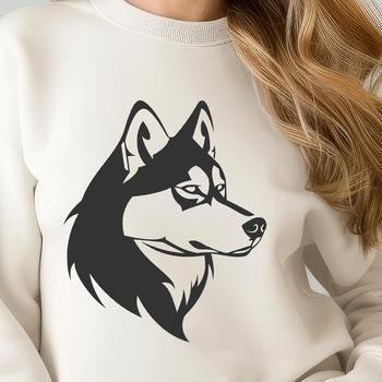 A digital illustration of a Siberian Husky's head with detailed fur and features.