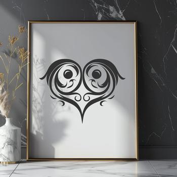 A stylized, ornate heart shape suitable for vector art and design.