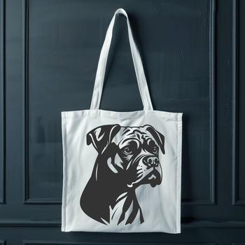 A vector graphic representation of a boxer breed animal portrait.