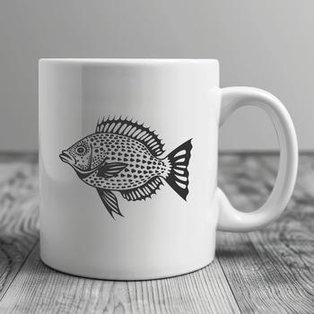 A detailed illustration of a crappie fish from the side, showcasing its features.