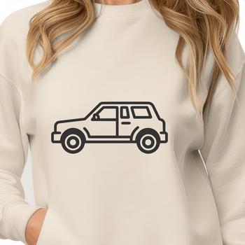 A simple line drawing illustration of a vehicle in a vector format.