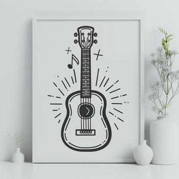 Guitar illustration in a simple vector design format suitable for various applications.