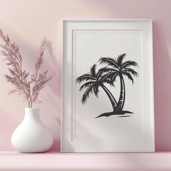 A digital illustration of a palm tree with lush green fronds and trunk, suitable for various design projects.