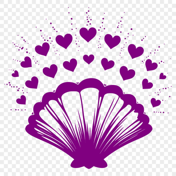 Illustrated seashell with love hearts, suitable for vector design and commercial or personal projects.