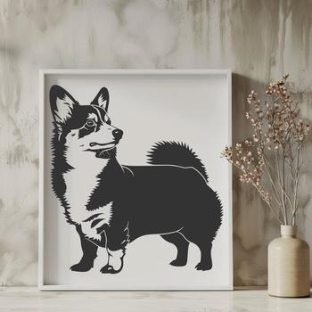 A digital drawing of a Corgi animal from head to paw, designed as a cuttable clip art.