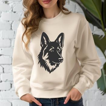 A close-up illustration of a German Shepherd's head, suitable for vector art designs.