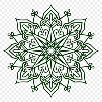 A delicate snowflake design made from intricate lines and shapes.