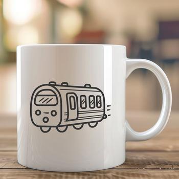 A detailed illustration of a train with bold lines and shapes, suitable for various design projects and creative uses.