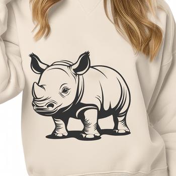 A detailed illustration of a rhino in profile, suitable for vector graphics.
