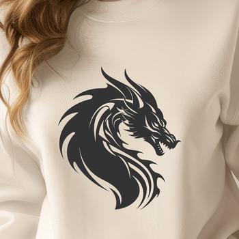 A digital illustration of a mythical creature's head, with intricate details.