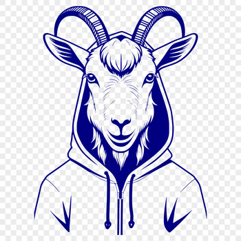 A cartoon-style illustration of a farm animal with horns.